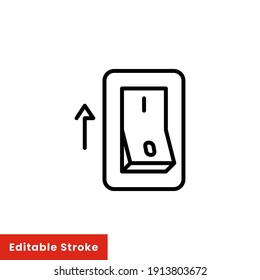 Light on, electric switch line icon. Power turn off button outline style sign for web and app. Toggle switch off position vector illustration on white background isolated. Editable stroke EPS 10