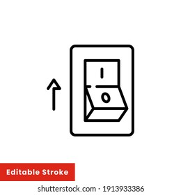 Light on, electric switch line icon. Power turn off button outline style sign for web and app. Toggle switch off position vector illustration on white background isolated. Editable stroke EPS 10