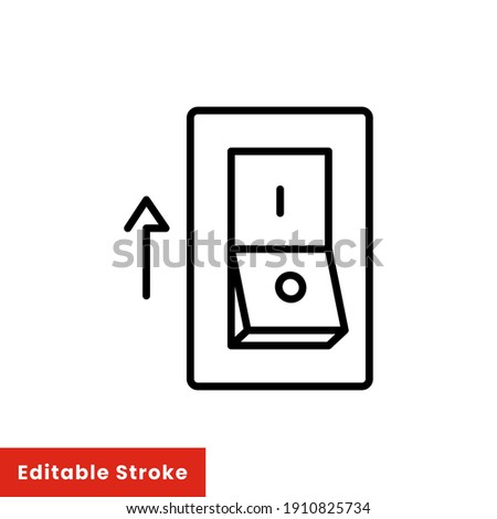 Light on, electric switch line icon. Power turn off button outline style sign for web and app. Toggle switch off position vector illustration on white background isolated. Editable stroke EPS 10