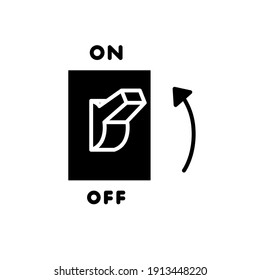 Light on, electric switch solid icon. Power turn off button glyph style sign for web and app. Toggle switch off position vector illustration on white background isolated. EPS 10