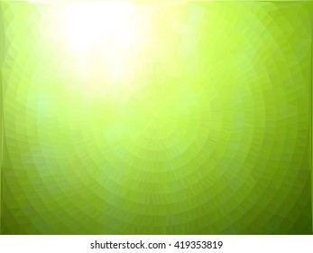 Light on green triangular circle abstract background