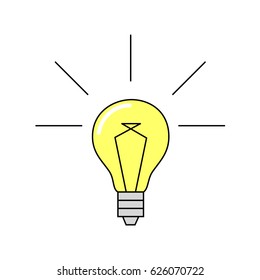 The light is on, the idea, the sign. Technology, creative ideas, electricity. Vector flat linear