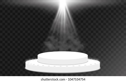 Light on the podium. Vector illustration of abstract light rays. Light effect of glow. Vector illustration. Christmas flash concept.