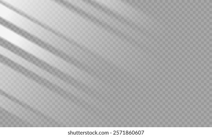 Light on transparent background, overlay effect for photo, mock up, product, wall art, design presentation. Blinds shade on transparent background. White and Black for overlaying a photo or mockup.