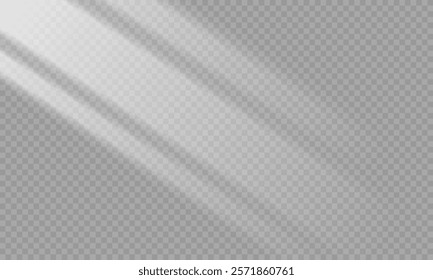 Light on transparent background, overlay effect for photo, mock up, product, wall art, design presentation. Blinds shade on transparent background. White and Black for overlaying a photo or mockup.