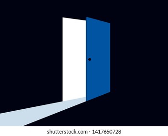 Light from the open door. Vector illustration