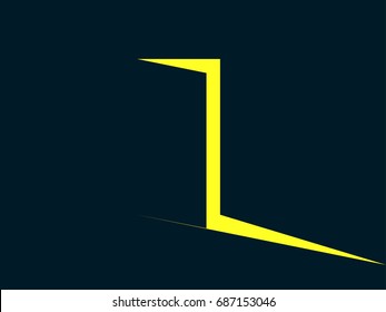 Light from the open door. Yellow light. Vector illustration