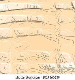 light orange abstract 3D pattern with embossed curved elements, highlights and flat colored areas, vector illustration
