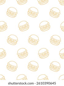 light orange burger outline seamless pattren on white background