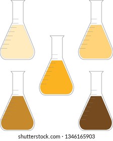 Light orange chemistry bottle set, Laboratory clip art, vector illustration