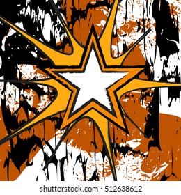 Light orange colored rock n roll grunge star vector background