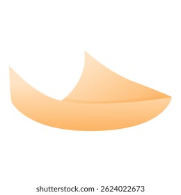 Light orange folded paper corner creating an abstract sailboat shape with gradient effect, isolated on white background