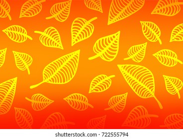 Light Orange leaf background. A completely new color illustration in doodle style. Hand painted design for web, leaflet, textile.