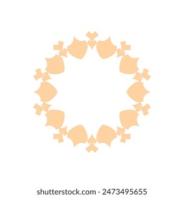 Light orange ornamental circular pattern on white background. Card template design. Vector illustration.