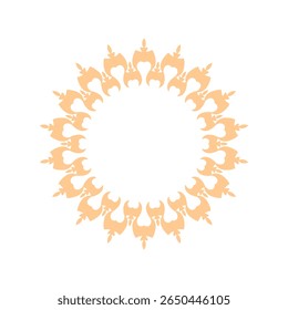 Light orange ornamental circular pattern on white background. Card template design. Decorative vector frame.
