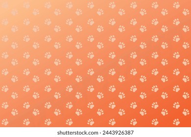 Light orange paw patterns on a gradient orange background