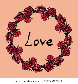 Postal naranja claro con wreath clematis