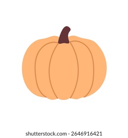 Light orange round pumpkin with vertical grooves, ideal for seasonal design, food packaging and harvest themes