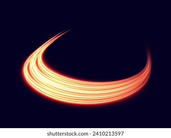 Giro naranja claro. Efecto de la luz de curva de la línea naranja. Círculo naranja luminoso. Podio naranja claro, plataforma, mesa. Vector PNG. Ilustración del vector 