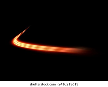 Light Orange Twirl. Curve light effect of orange line. Luminous orange circle. Light orange podium, platform, table. Vector PNG. Vector illustration 