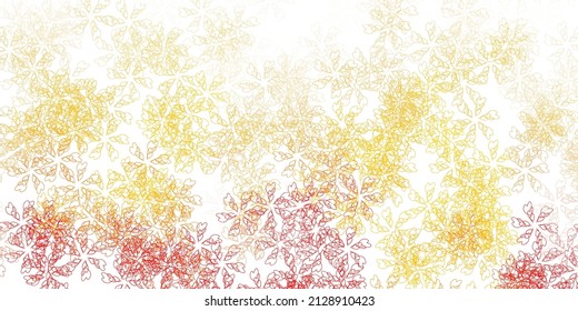 Light orange vector abstract artwork with leaves. Shining colored illustration with leaves in doodle style. Smart design for leaflets, books.