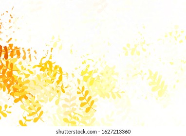 Light Orange vector abstract backdrop with leaves. Decorative illustration with doodles on abstract template. Hand painted design for web, wrapping.