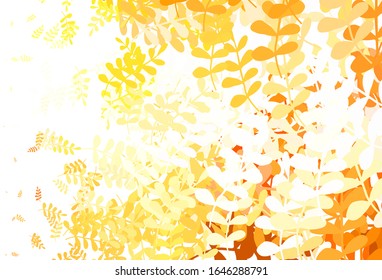 Light Orange vector abstract backdrop with leaves. An elegant bright illustration with leaves in Natural style. The best design for your business.
