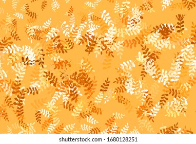 Light Orange vector abstract backdrop with leaves. Brand new colored illustration in blurry style with leaves. Template for backgrounds of cell phones.