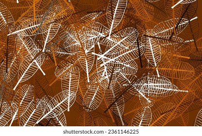 Light Orange vector abstract backdrop with leaves. Doodle illustration of leaves in Origami style with gradient. Pattern for wallpapers, coloring books.