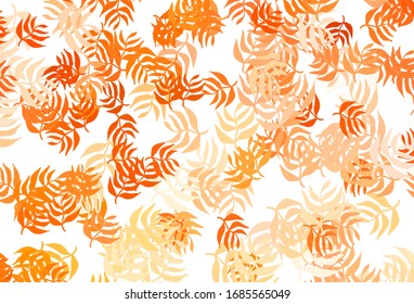 Light Orange vector abstract background with leaves. Blurred decorative design in Indian style with leaves. Brand new style for your business design.