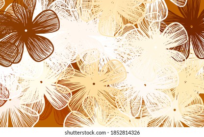 Light Orange vector abstract background with flowers Abstract illustration with flowers in doodles style. Pattern for wallpapers, coloring books.