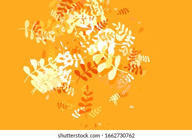 Light Orange vector abstract design with leaves. Doodle illustration of leaves in Origami style with gradient. Hand painted design for web, wrapping.