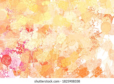 Light Orange vector abstract design with trees, branches. An elegant bright illustration with trees in Natural style. Pattern for wallpapers, coloring books.