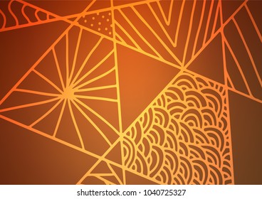 Light Orange vector abstract doodle pattern. Ethnic elegant natural pattern with gradient. Hand painted design for web, wrapping, wallpaper.
