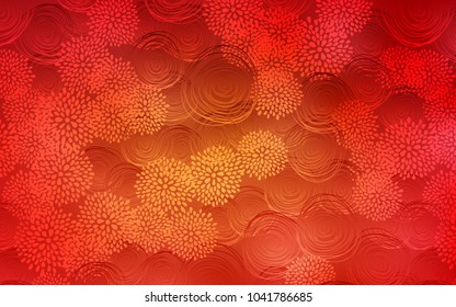 Light Orange vector abstract doodle wallpaper. Sketchy doodles with flowers on blurred background. The pattern can be used for wallpapers and coloring books.