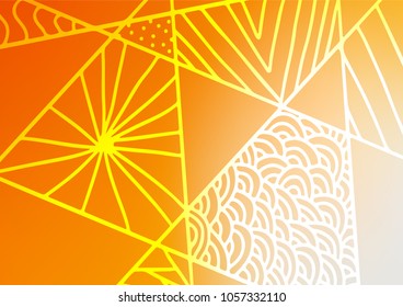 Light Orange vector abstract doodle template. Geometric doodle illustration in Origami style with gradient. A new texture for your design.