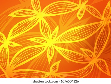Light Orange vector abstract doodle template. Colorful abstract illustration with lines in Asian style. The best blurred design for your business.