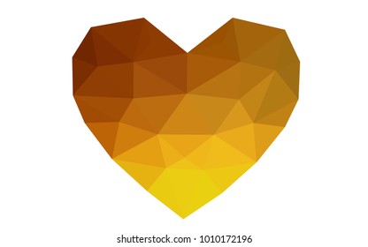Light Orange vector abstract glitter heart shape on white background in love concept for valentine's day with sweet and romantic moment. Polygonal design for your business.