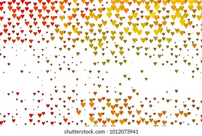 Light Orange vector abstract lovely pattern with Hearts on white background. Happy Valentine's Day Greeting Card with small hearts. Stock template for your romantic ad, leaflet, banner.
