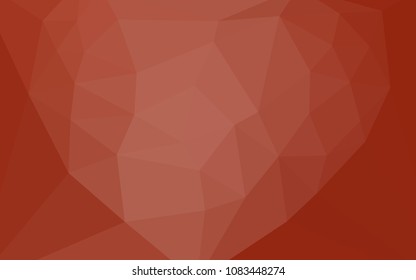 Light Orange vector abstract mosaic background with a heart in a centre. Triangular geometric sample with gradient.  Best triangular design for your business.