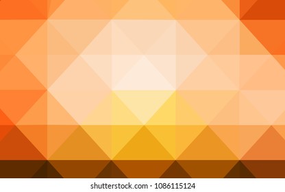 Light Orange vector abstract mosaic backdrop. Polygonal abstract illustration with gradient. Triangular pattern for your business design.