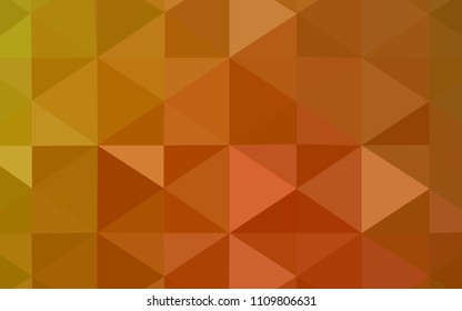 Light Orange vector abstract mosaic backdrop. Shining polygonal illustration, which consist of triangles. Textured pattern can be used for background.
