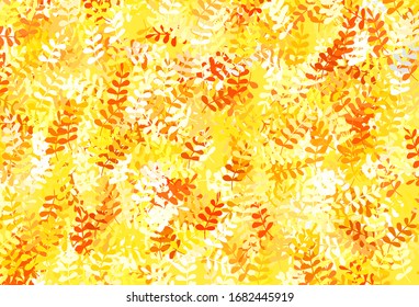 Light Orange vector abstract pattern with leaves. A vague abstract illustration with leaves in doodles style. Brand new style for your business design.