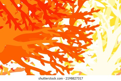 Light Orange vector abstract pattern with leaves, branches. Leaves, branches in natural style on white background. Colorful pattern for kid's books.