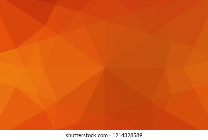 Light Orange vector abstract polygonal cover. Triangular geometric sample with gradient.  The best triangular design for your business.