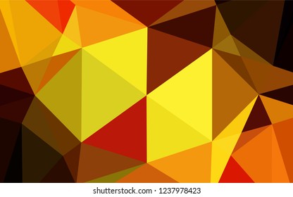 Light Orange vector abstract polygonal layout. Shining illustration, which consist of triangles. Brand new style for your business design.