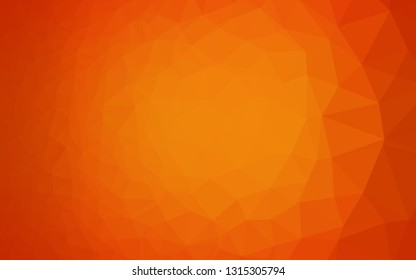 Light Orange vector abstract polygonal texture. Glitter abstract illustration with an elegant design. Triangular pattern for your business design.