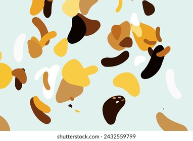 Light orange vector backdrop with abstract shapes. Colorful chaotic forms with gradient in modern style. Background for a cell phone.