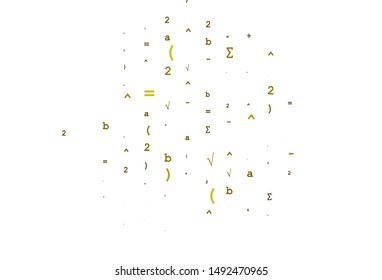 Light Orange vector backdrop with algebra elements. Shining colorful illustration with isolated Digit signs. Pattern for ads, poster, banner of books.
