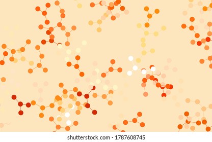 Light Orange vector backdrop with artificial intelligence data. Colored AI structure with gradient lines and dots. Smart design for promotion of bid data.